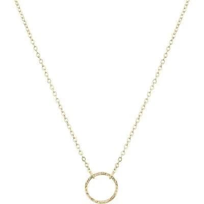 14K Gold Plated Dainty Gold Circle Pendant Necklace