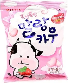 MalangCow Strawberry Milk Chewy Candy 5.5oz (158g), Fresh Fruit Flavor Soft Candies, Korean Sweet Treats K-Food, Christmas Halloween Party Gummies, K-Snack Individual Wrapped On-The-Go