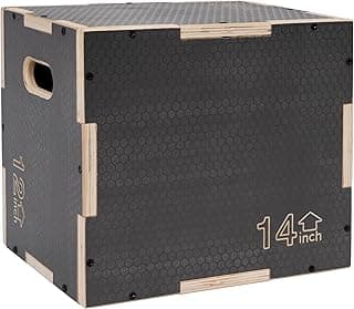 3 in 1 Non-Slip Wooden Plyo Box Plyometric Box Jumping Exercise, Gray,Multiple Styles and Sizes