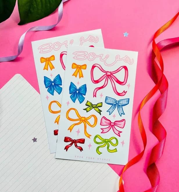 Colorful Bow Sticker Sheet | Planner, Journal, Bujo Stickers