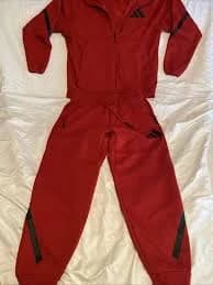 adidas 2 Piece mens ZNE Red Hoodie W/ankle Cuff Sweatpants Heavy Hard To Find