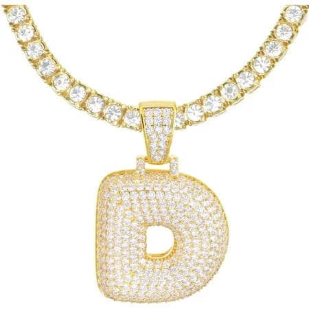 14K Gold Plated Heavy Tennis Chain Necklace Set