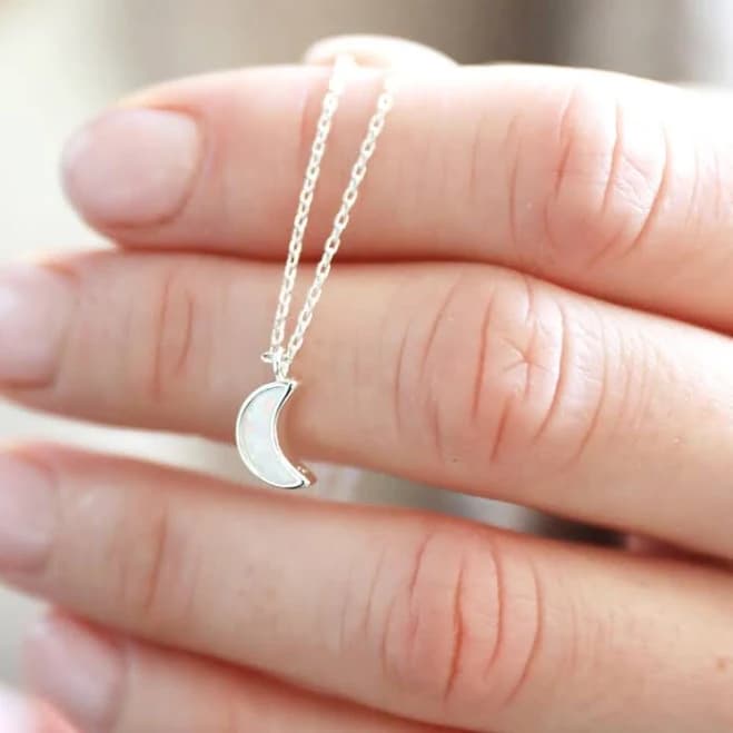 Lisa Angel Opal Moon Charm Necklace