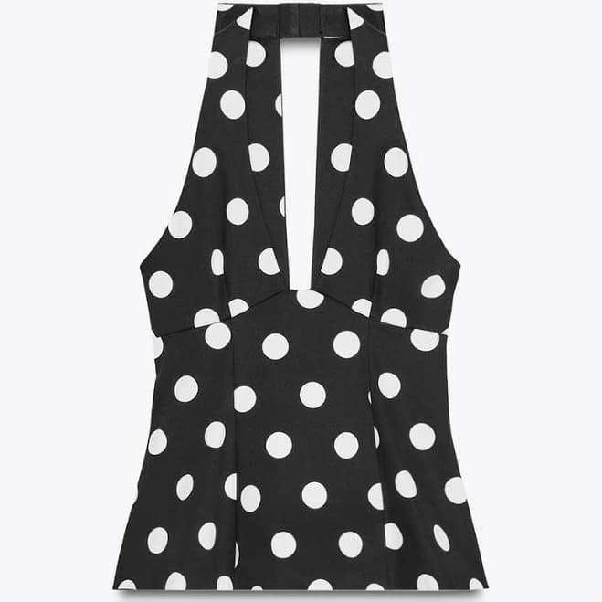 Zara Women's Polka Dot Halter Back Bow Top