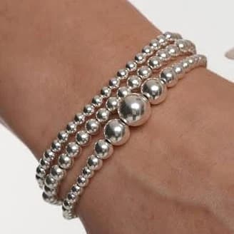 925 Sterling Silver Stretch Mixed Bead Bracelet