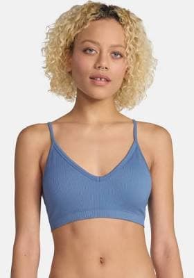 No Boundaries Women's Seamless Ribbed Triangle Bralette