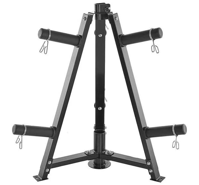 Home Gym Weight Plate Storage Rack with Barbell and Kettlebell Holders - Black