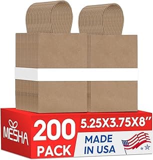 Kraft Gift Bags 200 Pack 5.25x3.75x8 Inch Small Brown Paper Bags with Handles Bulk for Small Business,Birthday,Party,Wedding,Retial,Shopping Bag (Made in USA)