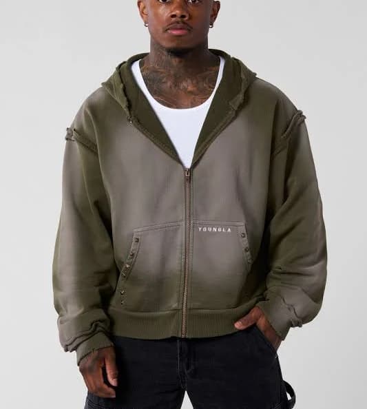 YoungLA Men's 5024 Deconstructed Terry Hoodies
