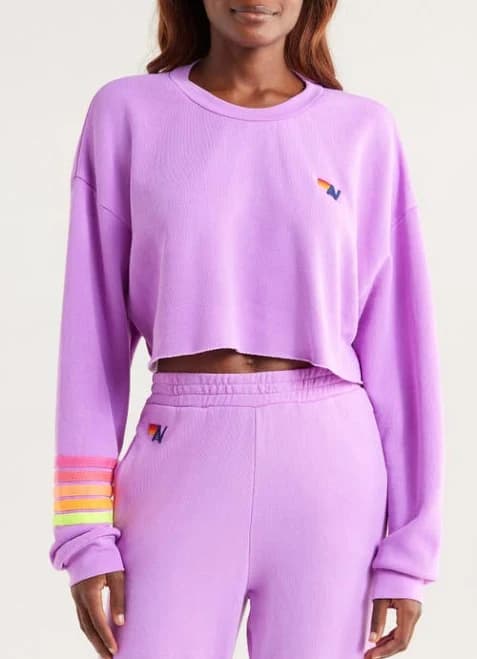 Aviator Nation Women's Rugby Stitch Crop Sweatshirt
