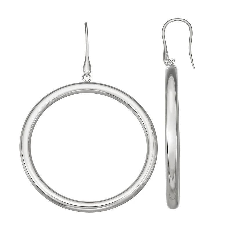 Argento Forte Women's Sterling Silver Large Circle Drop Earrings