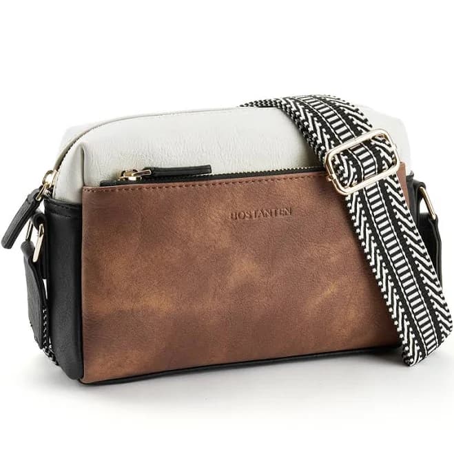 Bostanten Women's Leather Crossbody Phone Bag with Guitar Strap