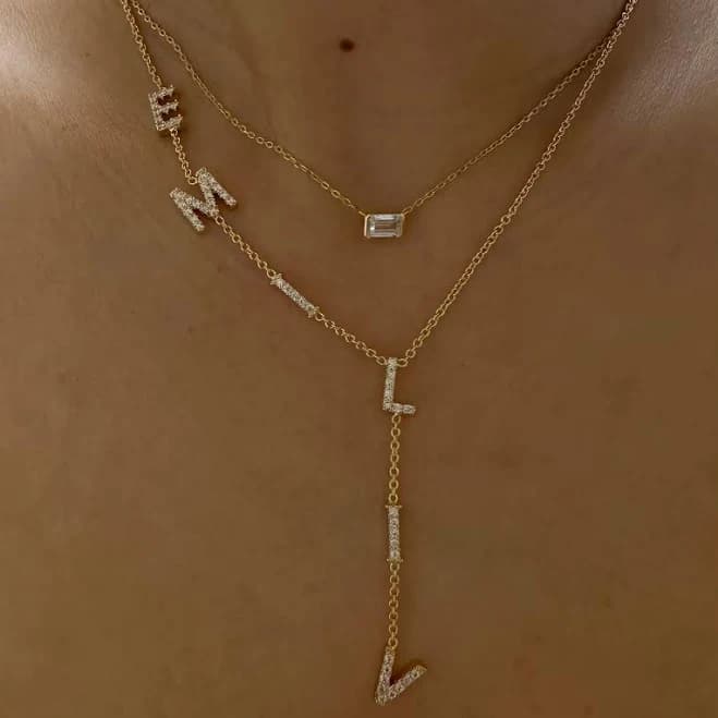 Custom Lariat Letter Necklace Letters