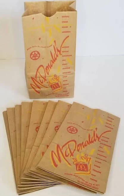 Mcdonald's Vintage 1990’s Paper Take Out Bag Small, Lot Of 25 Made In