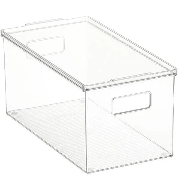 Everything Organizer Small Box w/Lid Clear, 7-7/8" x 15-1/4" x 7" h | The Container Store