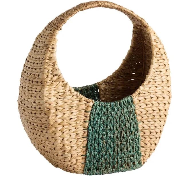 World Market Natural Bankuan Striped Basket with Handle