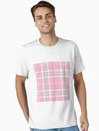 Pink & Gray Vintage Checkered Plaid Essential T-Shirt