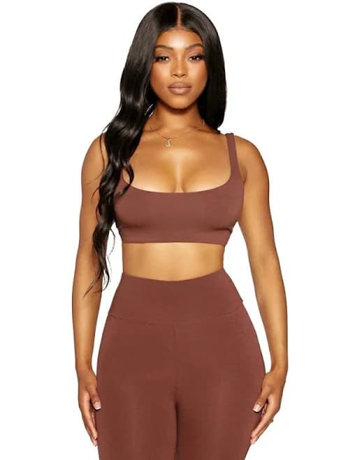 Naked Wardrobe Women's Crop Top Tank with Scoop Shoulder Straps
