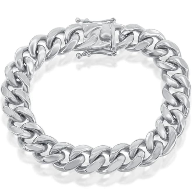 Metallo Men's Stainless Steel 14mm Miami Cuban Link Bracelet