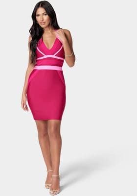 Bebe Women's Bandage Halter Neck Dress