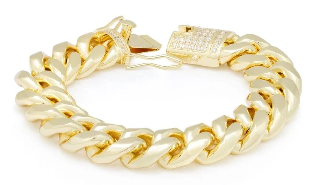 16mm Miami Cuban Link Bracelet Hip Hop Bracelets Gold Plated Gold / 8