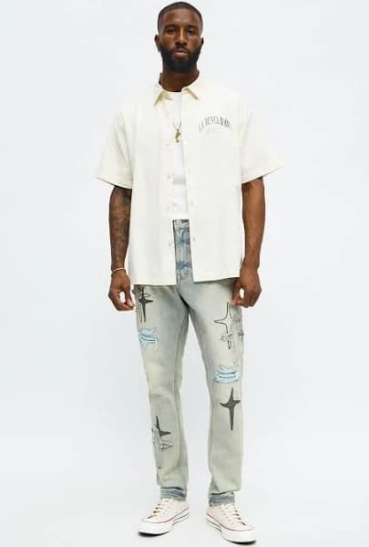 Fashion Nova Men's Skinny Star Me Ripped Jeans