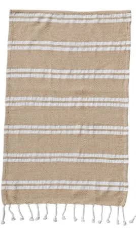 Woven Cotton Yarn Dyed Kitchen Towel with Stripes and Tassel