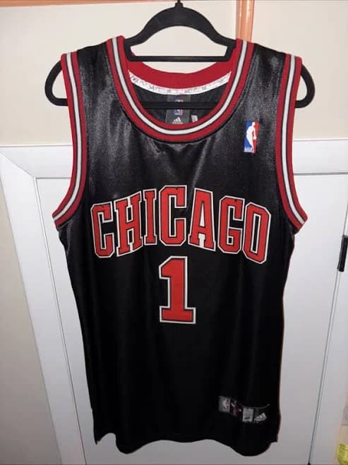 Adidas Chicago Bulls Derrick Rose 1 Black Red Nba Basketball Jersey