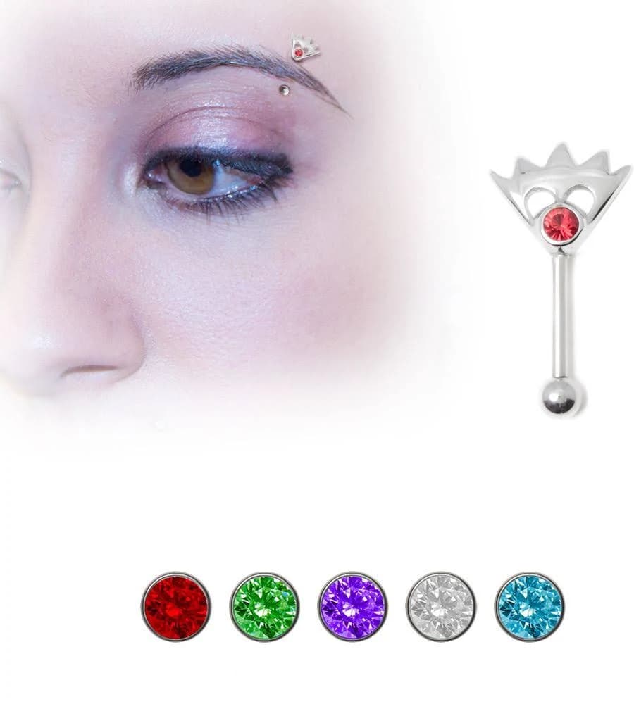 Sterling Silver Eyebrow Ring with Jewels