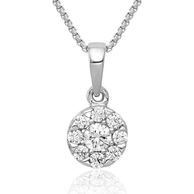 14K White Gold 0.26 Carat Round Diamond Circle Pendant Charm