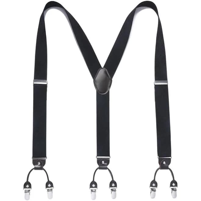 Y-Back Adjustable Suspenders with 6 Clips