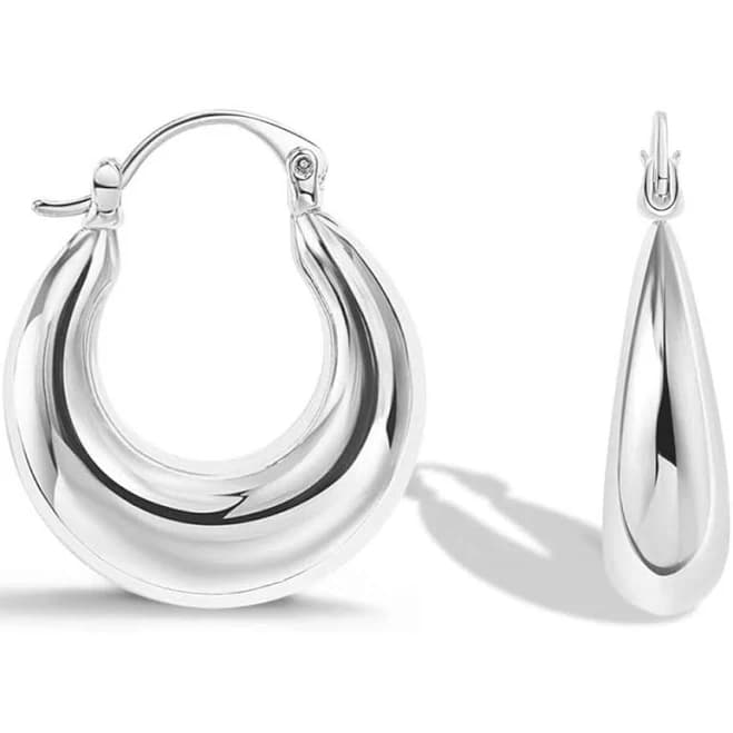 18K Gold Sterling Silver Chunky Dome Hoop Earrings