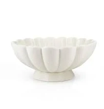 8" White Fluted Scalloped Decorative Bowls -Moderate Ceramic Fruit Bowl for K...