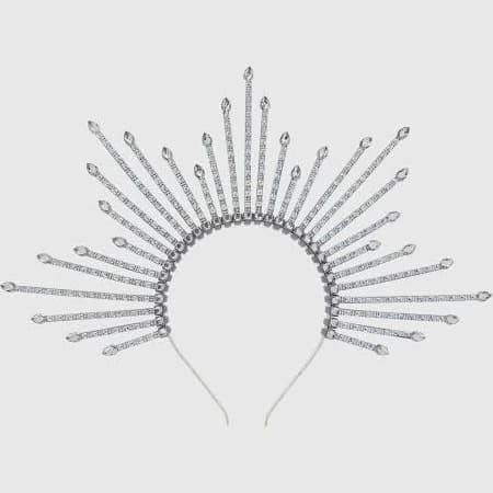 BABEYOND Rhinestone Sunburst Spiked Halo Crown