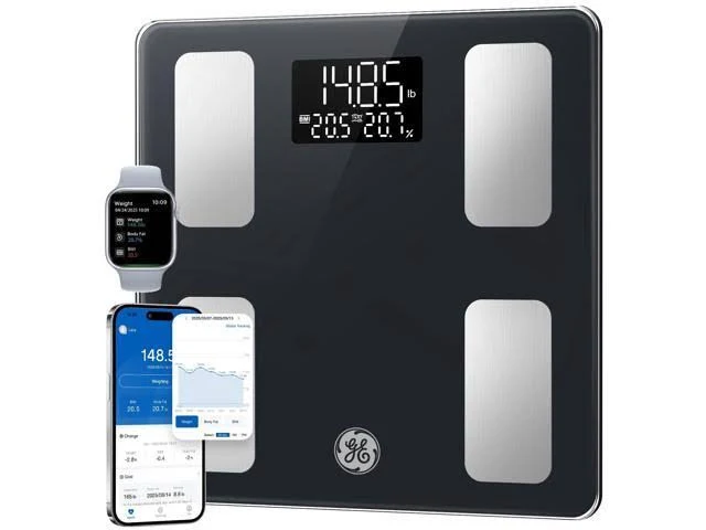 Smart Scale for Body Weight and Fat, Digital Bathroom Scales with LED Display BMI Body Fat - Bluetooth 13 Body Composition Monitor for Muscle Mass Peo