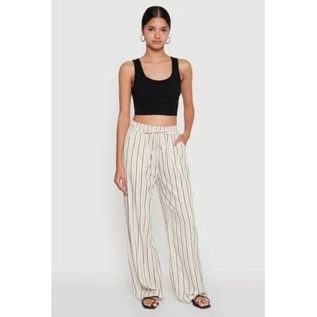 Women's High-Waisted Striped Palazzo Pants