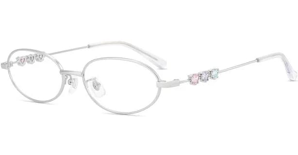 Firmoo Silver Oval Prescription Glasses Metal Frame Baddie07