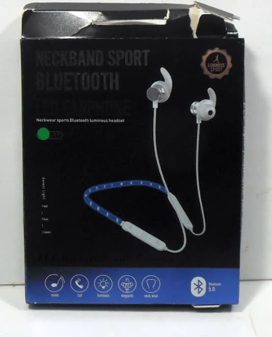 Neckband Sport Bluetooth 5.0 LED Earphone | Earbud (In Ear) | White | Made in China