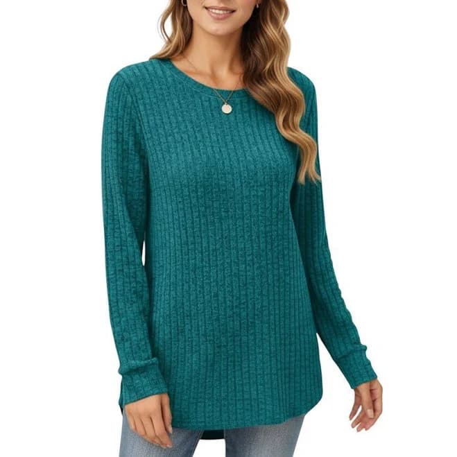Anna-Kaci Women's Relaxed Fit Ribbed Knit Top