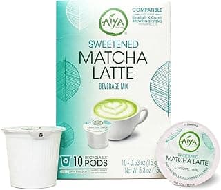 Aiya Creamy Matcha Latte Pods - Authentic Matcha with Rich Notes of Vanilla, Convenient Single-Serve Pods (10 Count, Sweetened)