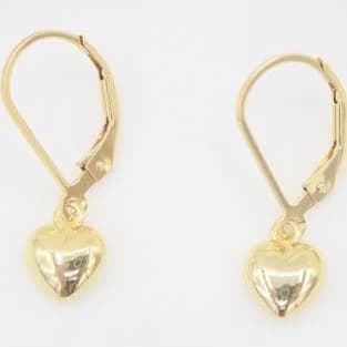 14K Gold Filled Tiny Gold Heart Dangle Earrings