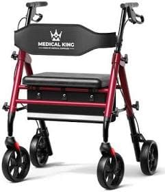 medicalkingusa Foldable Rollator Walker with Seat for Seniors 8′′ Wheels