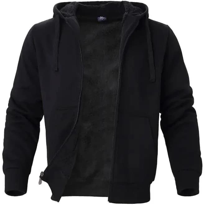 LEEHANTON Men's Sherpa Zip Up Fleece Hoodie