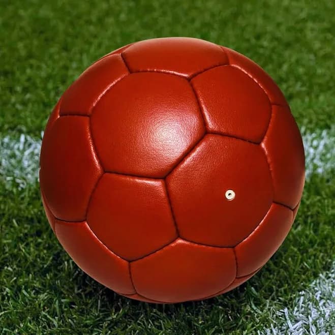 Hand-Stitched Brown Leather Soccer Ball, Official Size 5