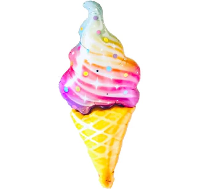 45 inch Ice Cream Cone Rainbow Swirl Balloons with Helium and Weight