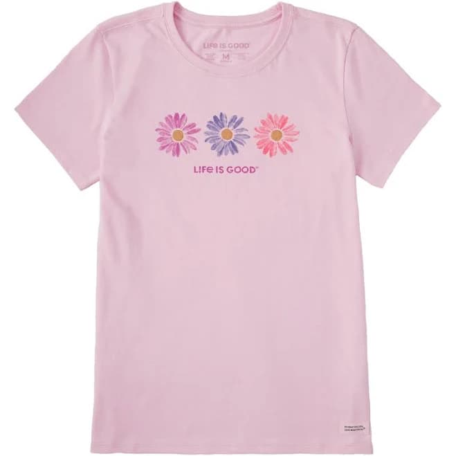 Life Is Good Women's Three Painted Daisies T-Shirt