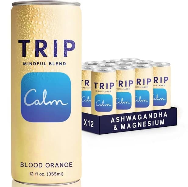 Trip Mindful Blend Lightly Sparkling Calming Drink 120 MG Magnesium Citrate with Ashwagandha Lions Mane & L Theanine No Added Sugar Low Calorie Vegan