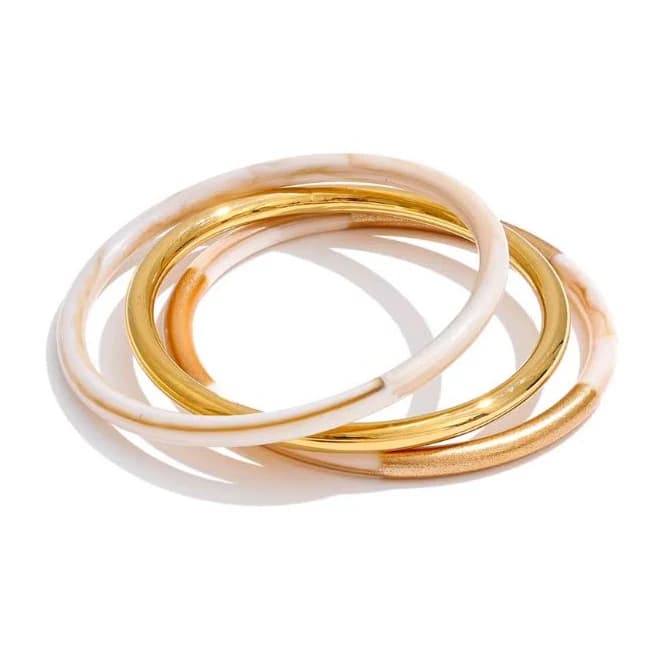Margo Bangle Set in 18K Gold Plated Stainless Steel