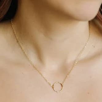 Sterling Silver 14K Gold Fill Circle Pendant Necklace