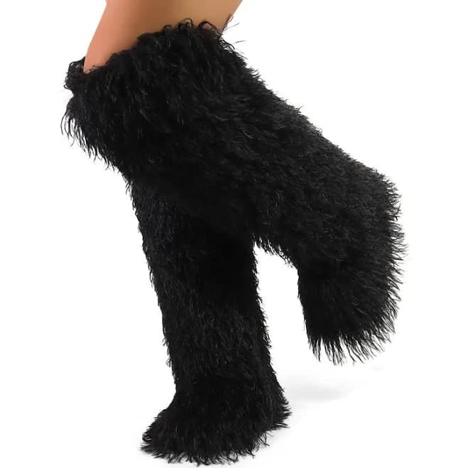 Women's Shaggy Plush Knee-High Boots